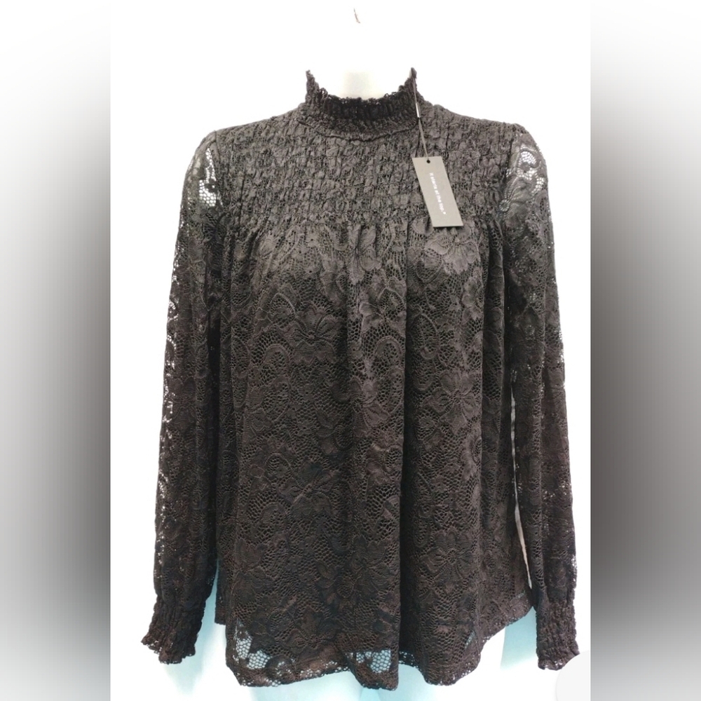 Cable & Gauge Lace High Neck Blouse Size S